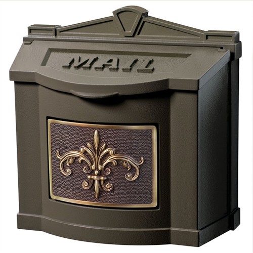 Fleur de Lis Keystone Series Mailbox - White with Antique Bronze